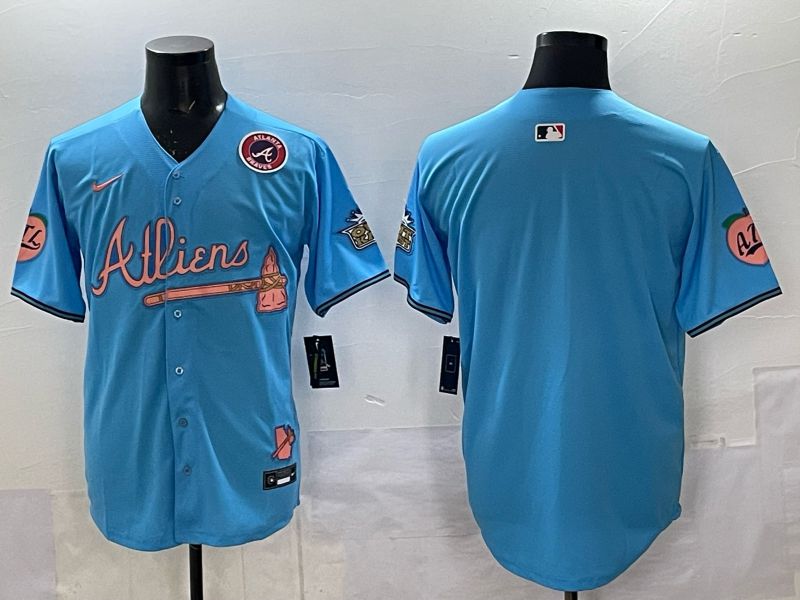 Men Atlanta Braves Nike Blank Light blue 5th generation Joint Name 2025 MLB Jersey 04->atlanta braves->MLB Jersey